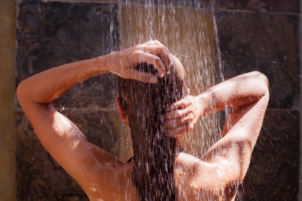 Taking shower after exercise